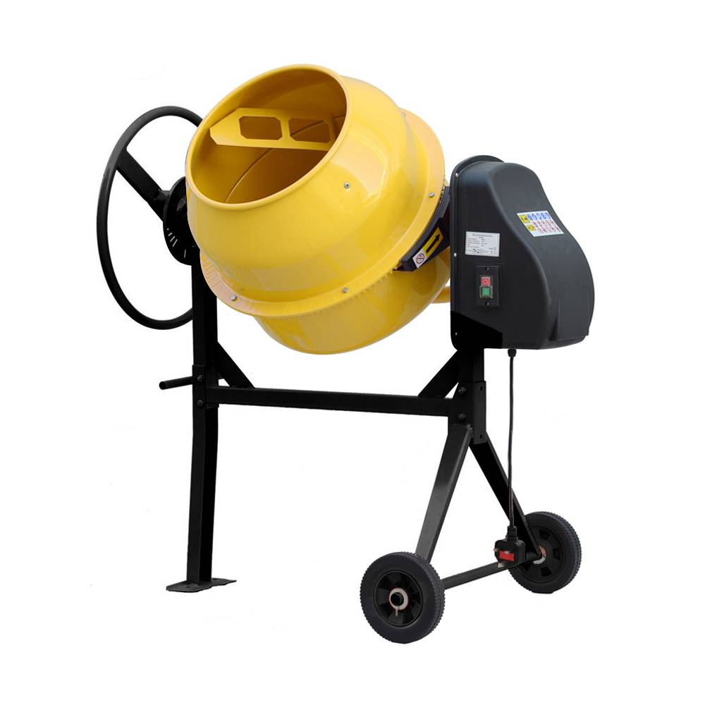 Electric Portable Cement Concrete Mixer With Wheels | 120l | Yellow