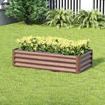 Brown Wood Grain Rectangular Galvanized Steel Raised Garden Bed | Small