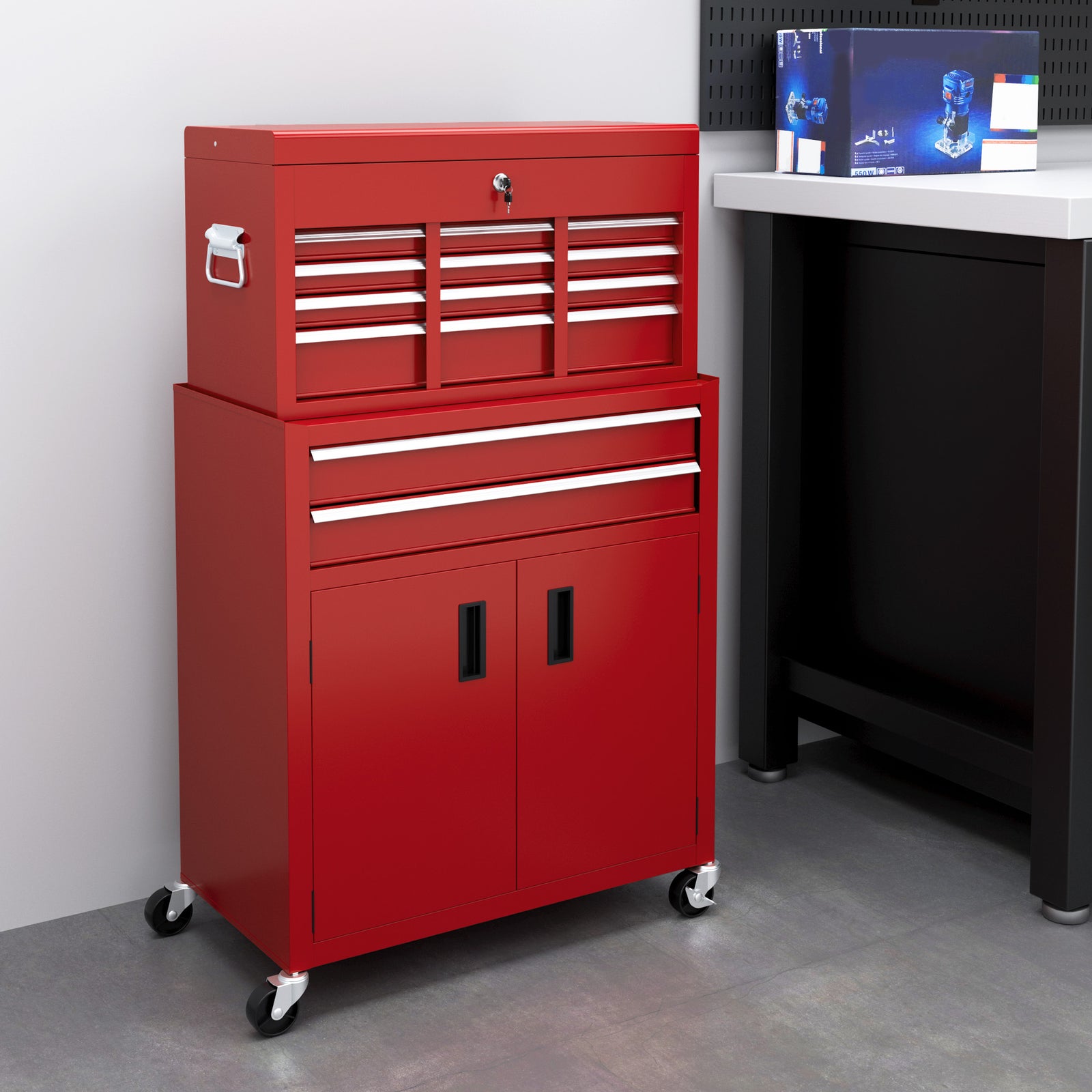 Top Chest And Roller Cabinet Combo Metal Tool Cabinet | Red