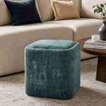 Modern Cube Storage Footstool Ottoman With Reversible Lid | Green