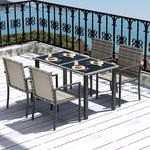 4 Seater Rattan Garden Furniture Set W/ Tempered Glass Top | Gray