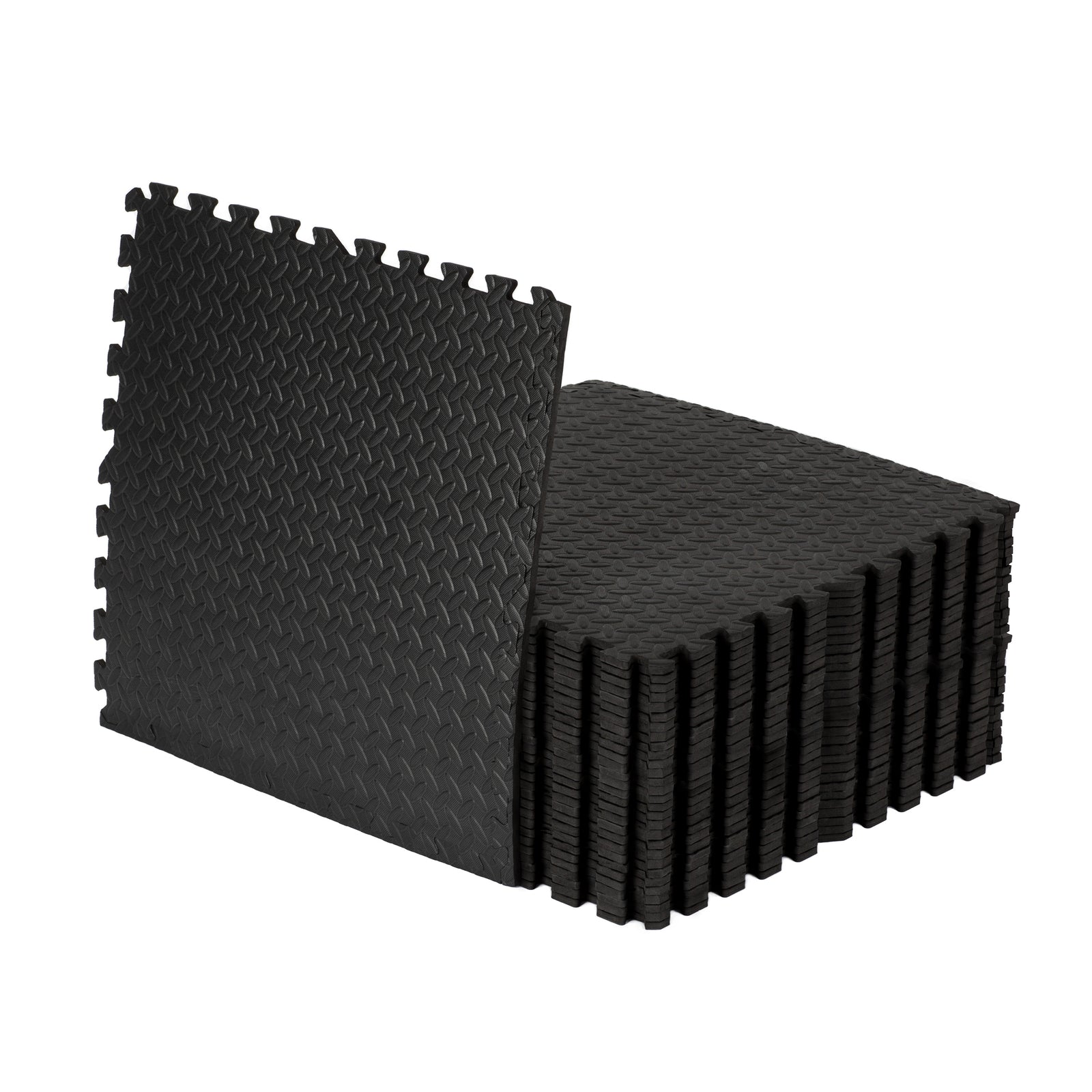 Interlocking Gym Mat - Corrugated Black