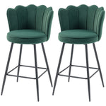 Barstool With Petal Backrest For Kitchen Island | Set of 2 | Dark Green