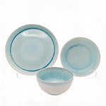 Reactive Blue Glaze Dinner Set Plates Bowls Cups | Set of 18 | Blue