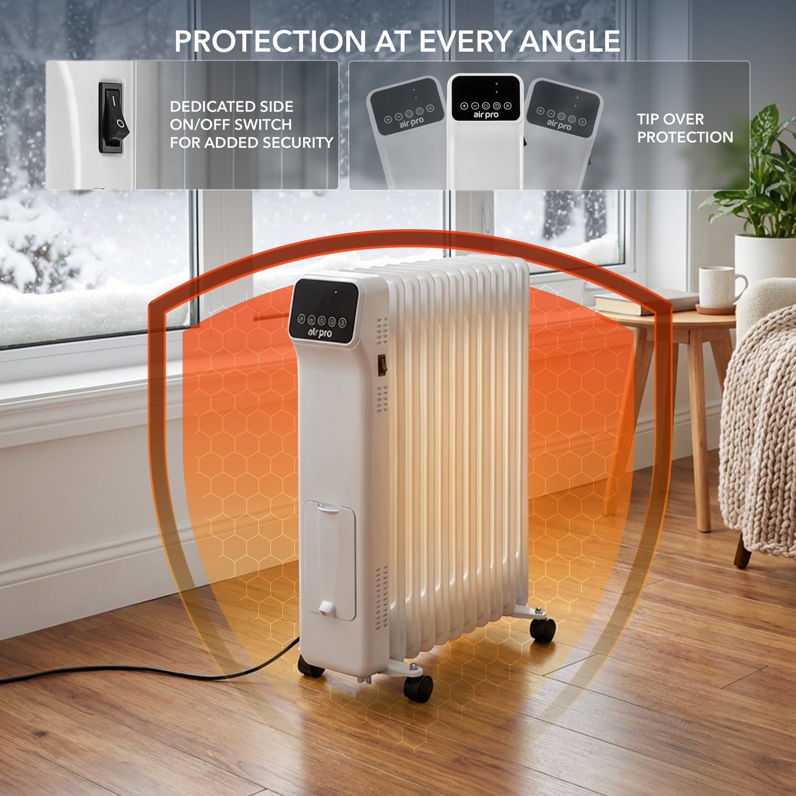 Oil-filled Electric Radiator 2500w With Thermostat, 9 Hour Timer | White