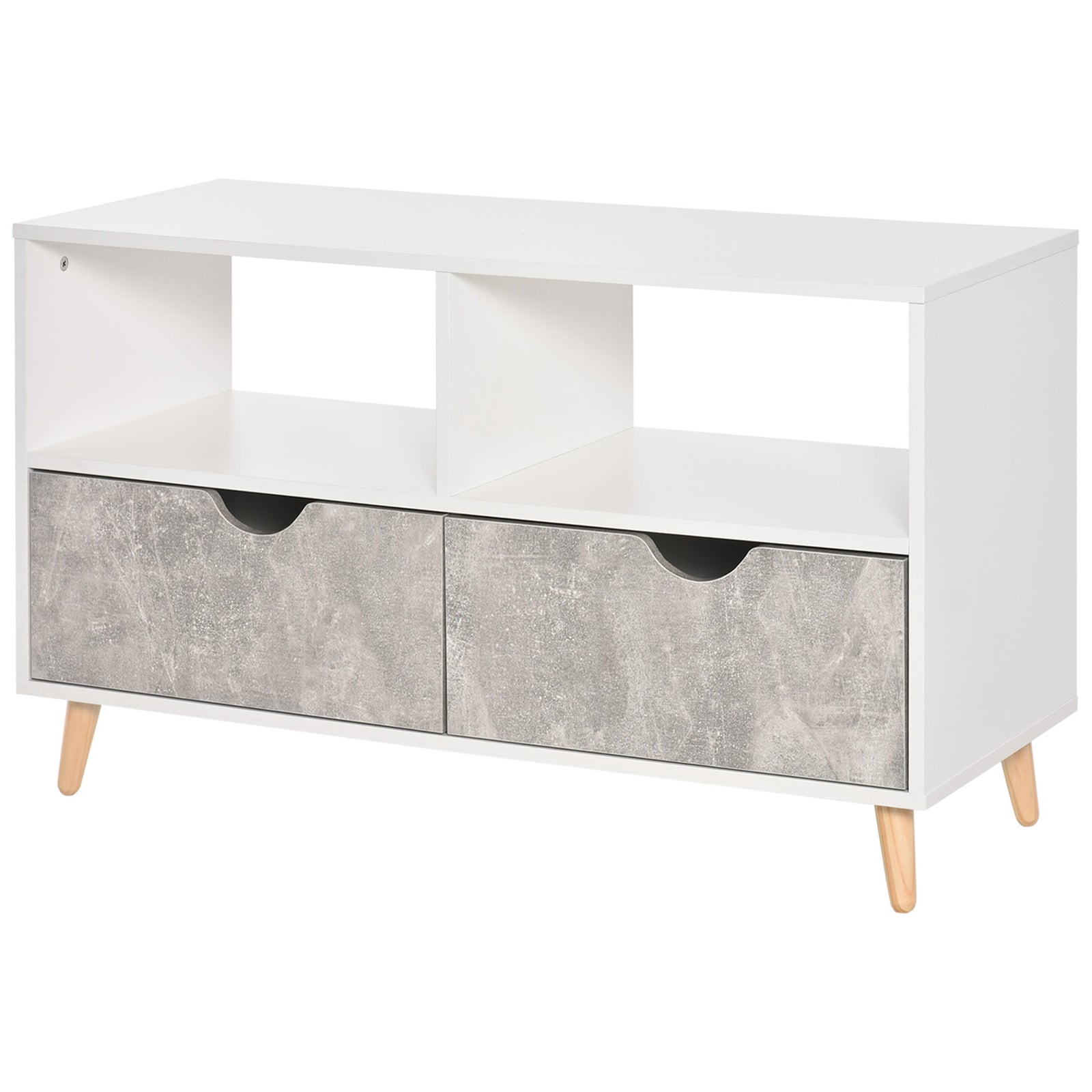 99cm Tv Stand Media Unit Cabinet W/ Shelves Drawers | One Size | Gray