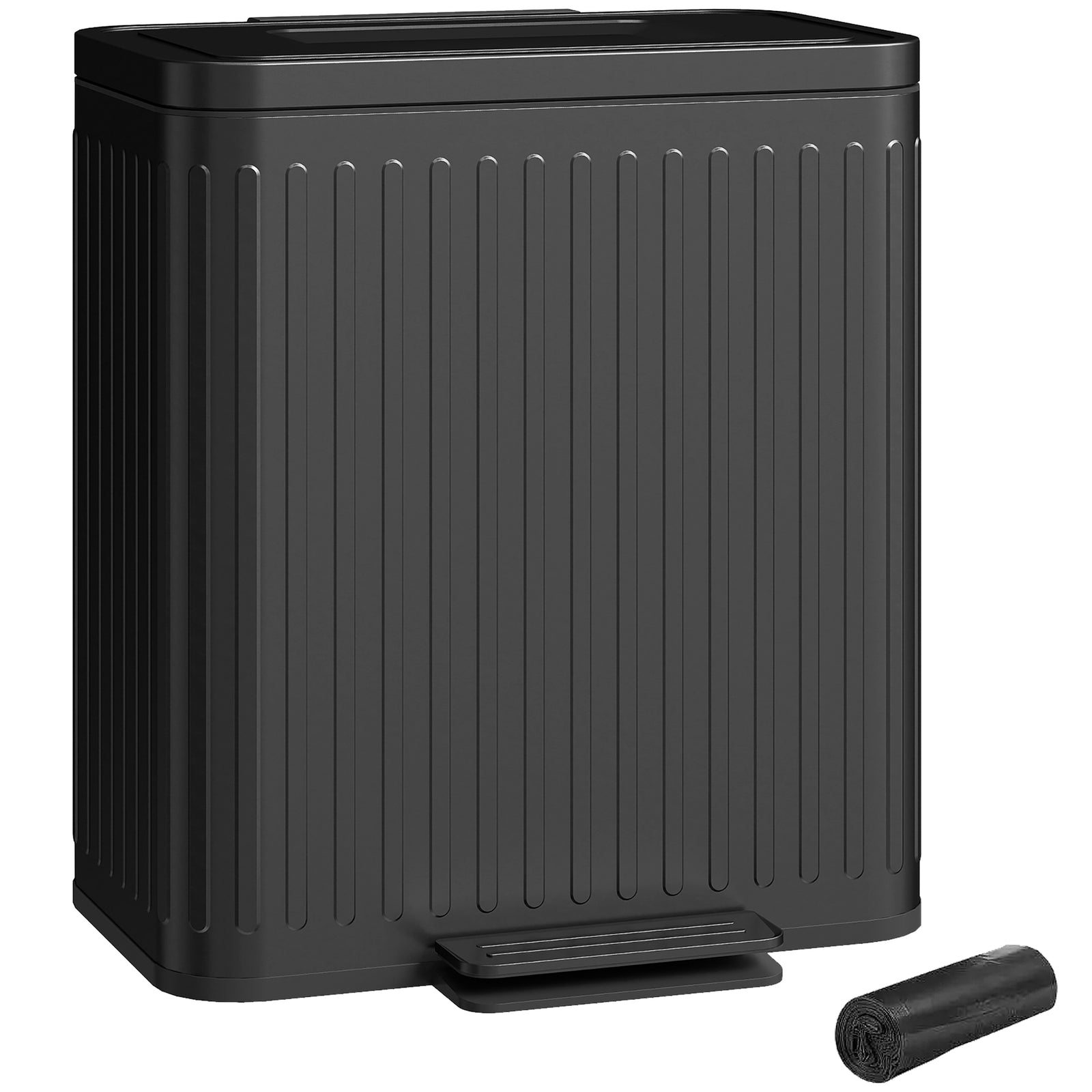 2 X 20l Double Rubbish Bin, Pedal Bin With Rubbish Bags | Black