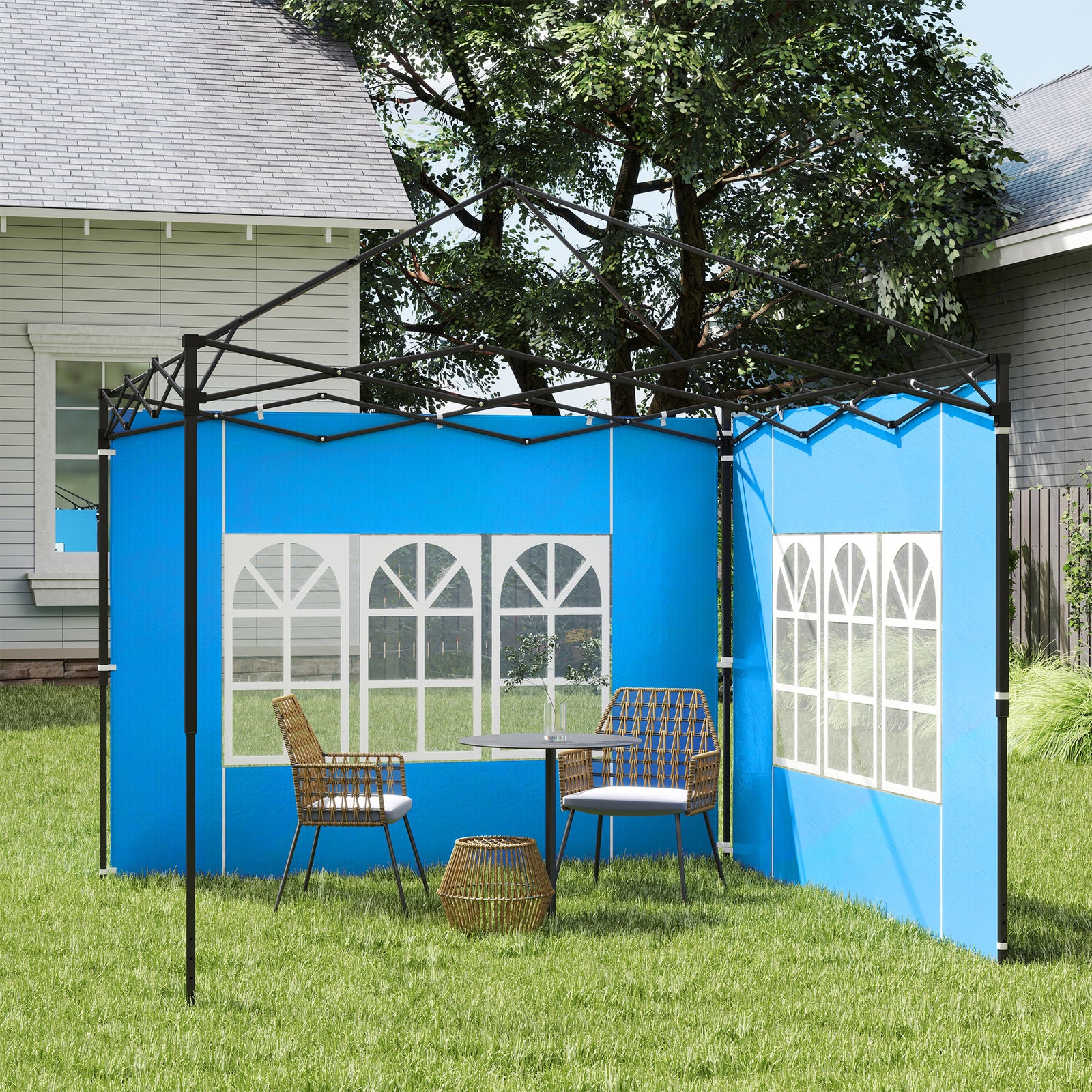 Outsunny Gazebo Side Panels For 3x3(m) Or 3x6m Gazebo Canopy, 2 Pack