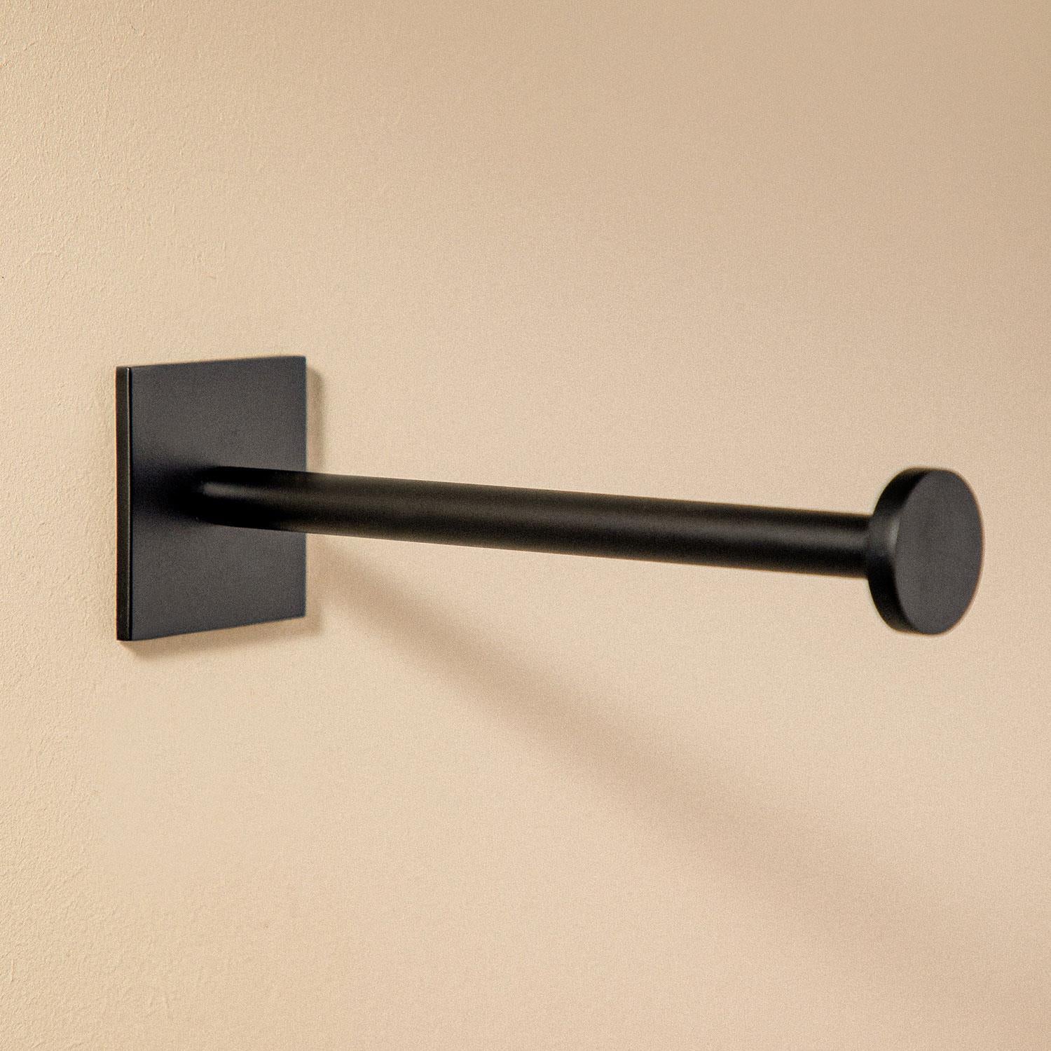 Single Arm Toilet Roll Holder, Self-adhesive, Black, Stick Collection
