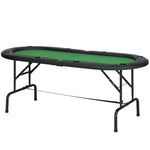 8 Player Folding Poker Table With Cup Holders, Green