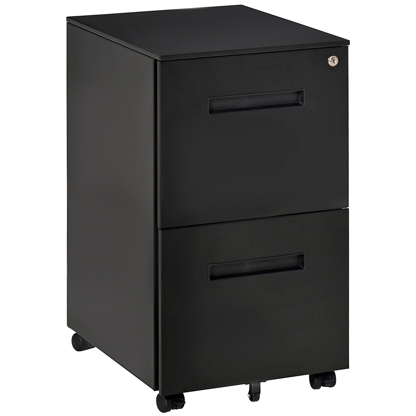Mobile Lockable File Cabinet With Hanging File Folder | One Size | Black