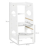 Step Stool Toddler Kitchen Stool With Adjustable Standing Platform | White
