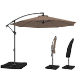 3(m) Banana Parasol Cantilever Umbrella Garden W/ Base Weights | Coffee