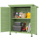 Solid Wood Garden Storage Shed With Doors Green