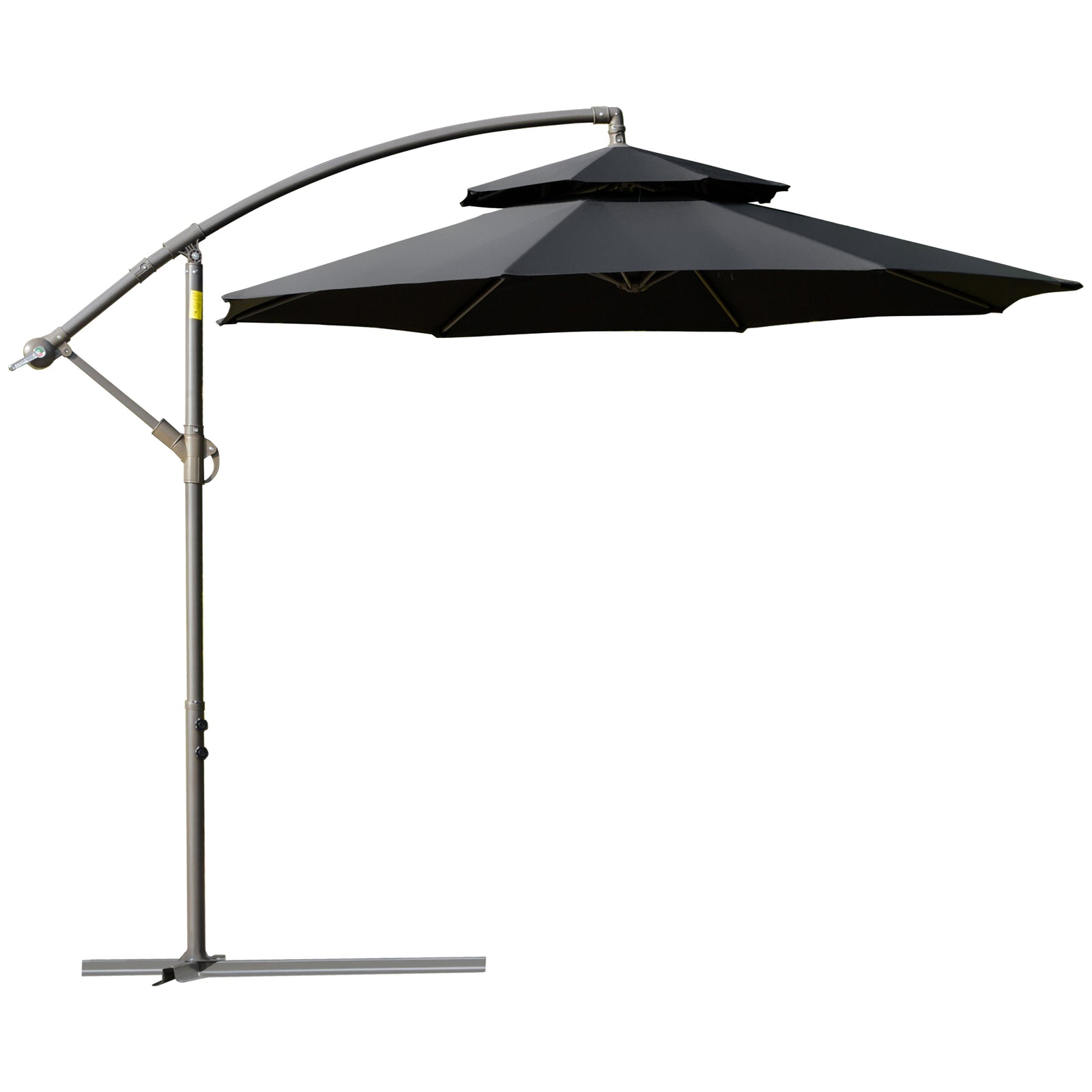 2.7m Cantilever Banana Parasol W/ Double Tier Canopy | Black