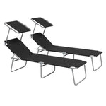 Black Foldable Sun Lounger Set Of 2