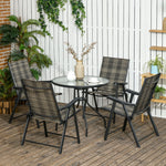 5 Pieces Pe Rattan Set W/ Hole & Folding Chair