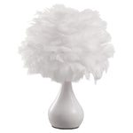 European Style E27 White Feather Table Lamp Bedside Fixtures - Warm Light