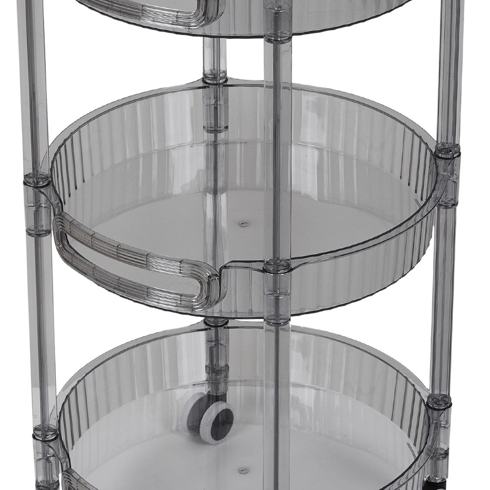 3-tier Multifunction Floor-standing Plastic Round Storage Cart Organizer Rack