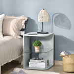 Side Table Three Layer Bedside Table Nightstand W/ 2 Shelves | Gray