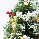 Mini Led Christmas Tree With Lifelike Pine Branches, Red Berries & Pinecones, Linen Base, 42cm Tabletop Holiday Decor