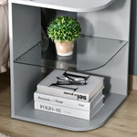 Side Table Three Layer Bedside Table Nightstand W/ 2 Shelves | Gray