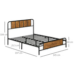 Double/king Bed Frame Steel Bed Base With Headboard Brown | Double | Brown