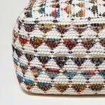 HOMESCAPES Cream Chindi Design Bean Filled Pouffe Large 60 X 60 X 30 Cm