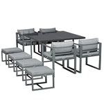 Outsunny 9pcs Patio Dining Sets 4 Chairs 4 Ottoman Cushioned