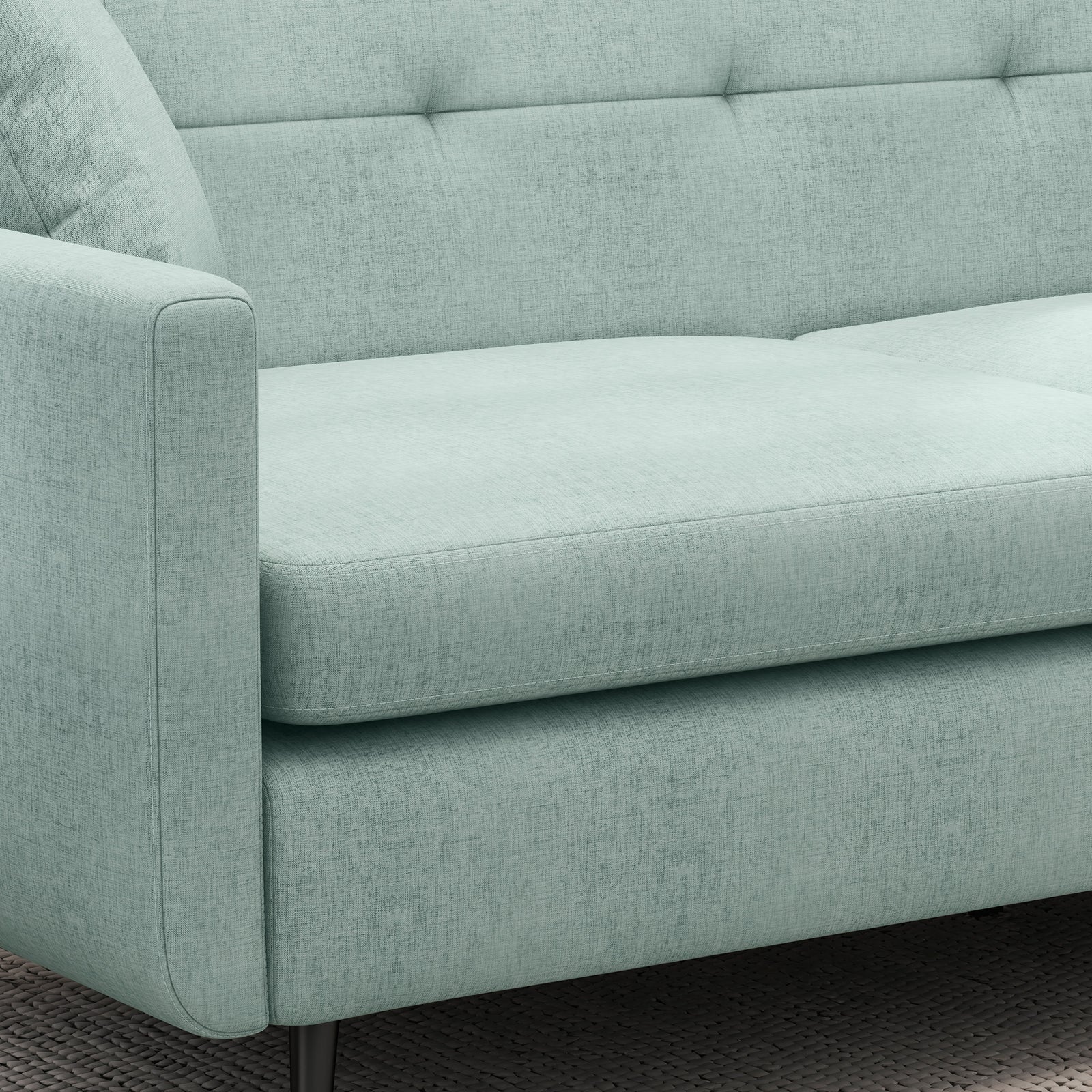 2 Seater Sofa 165cm Fabric Couch With Wood Legs And Pockets | One Size | Blue