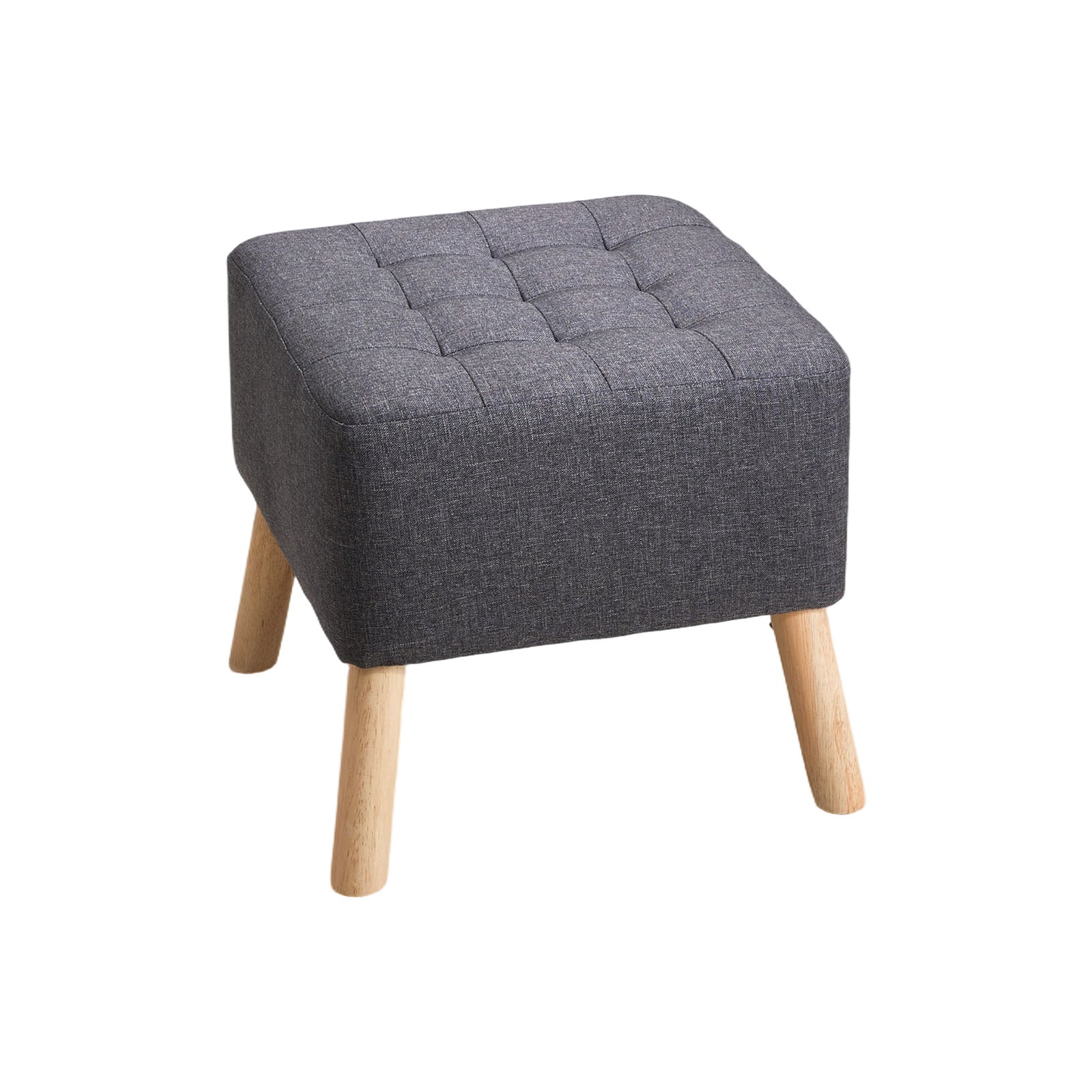 Linen Upholstered Footstool | Dark Grey
