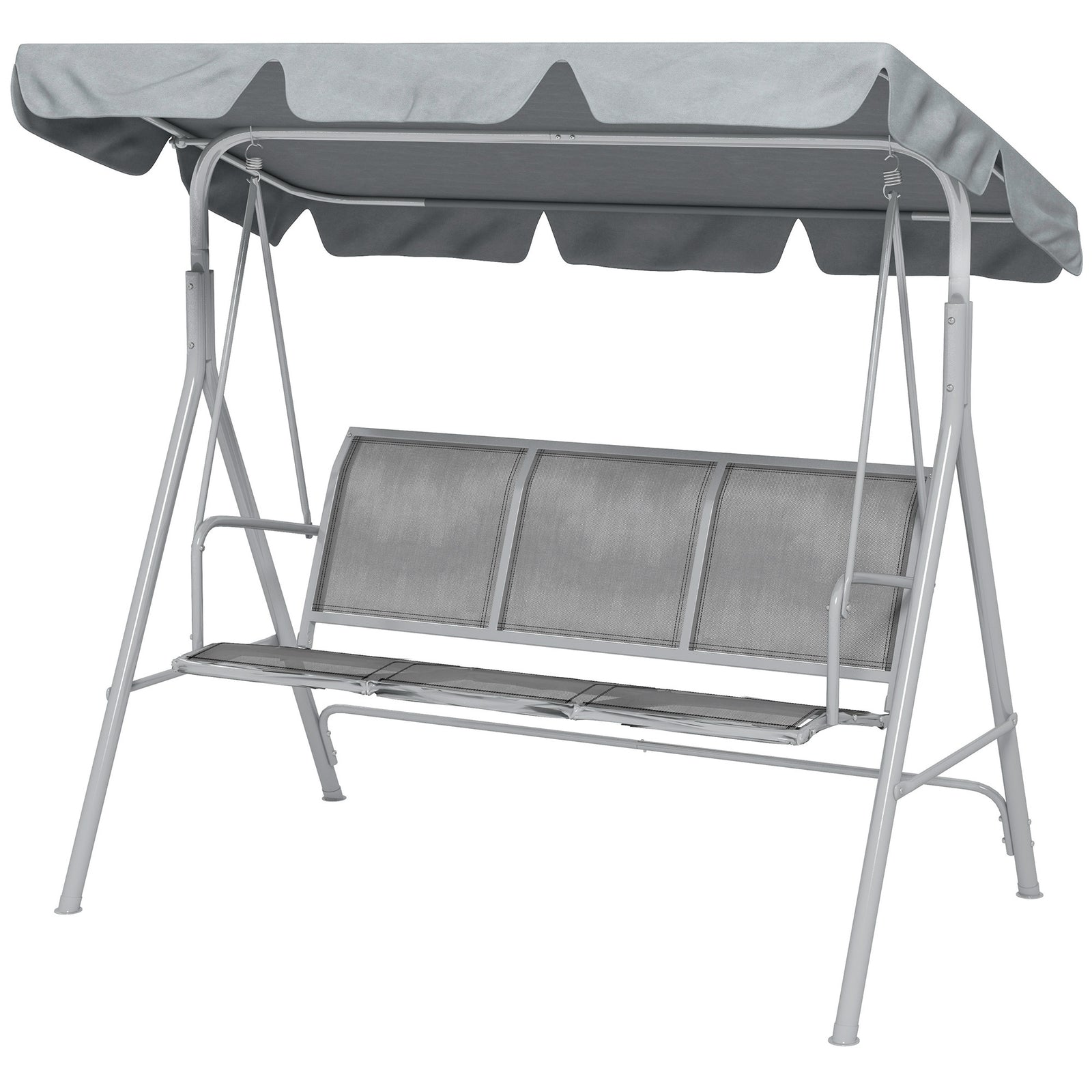Metal Swing Chair Garden Hammock 3 Seater Patio Bench Canopy | Light Slate Gray