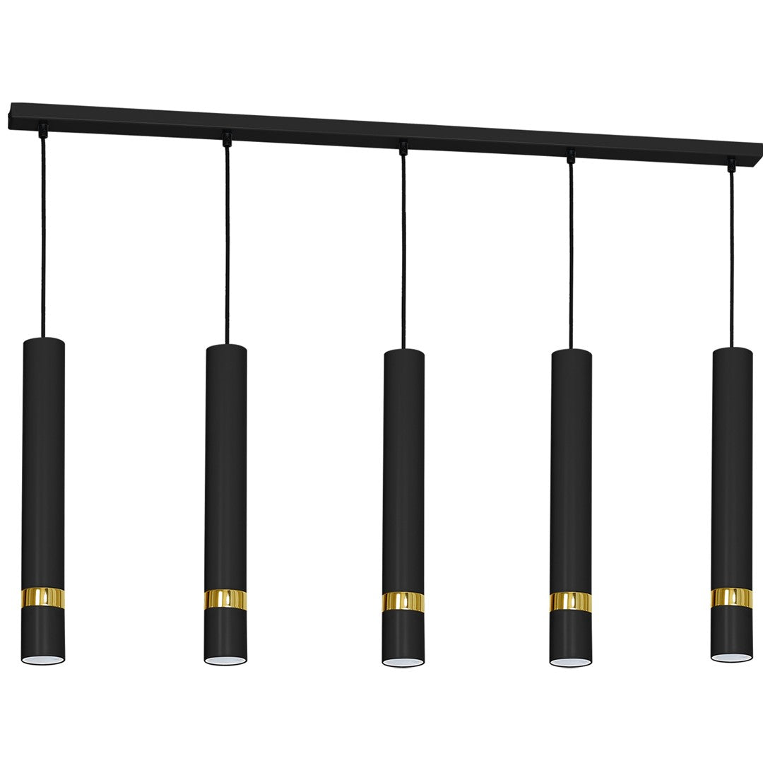 Joker Contemporary Pendant Lamp 5xgu10 Hand Made Cylindrical Style Light | Black & Gold