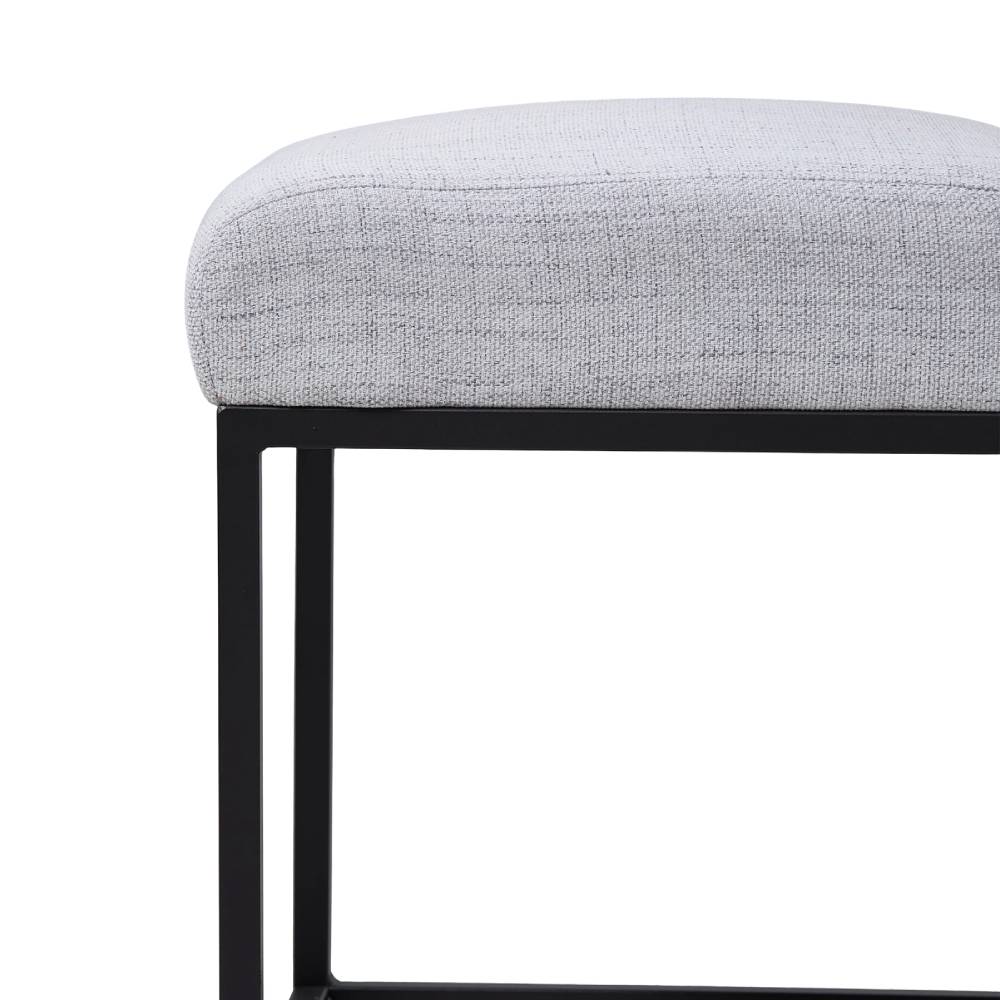Set Of 2 Chenille Upholstered Dining Chairs With Black Metal Legs | Light Grey