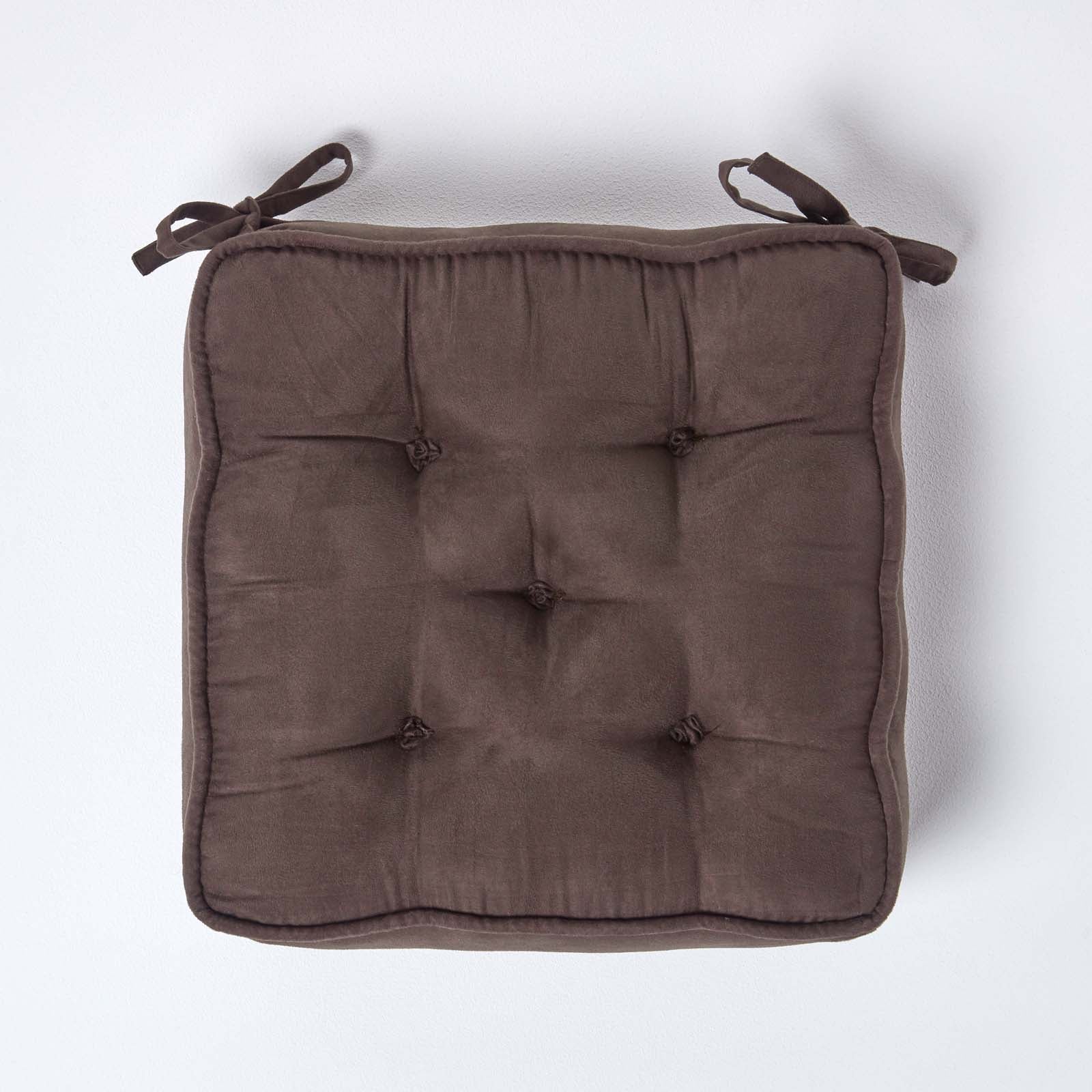 Faux Suede Dining Chair Booster Cushion | 40cm x 40cm | Chocolate