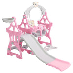 Toddler Slide And Swing Set With Basketball Hoop Indoor Outdoor Climber Playset For Kids Ages 1-3, Slide With Swing & Ball Hoop
