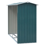 2.4m W Outdoor Garden Steel Log Storage Shed | Green