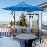 3(m) Cantilever Parasol Banana Umbrella w/ Crank, Cross Base | Blue