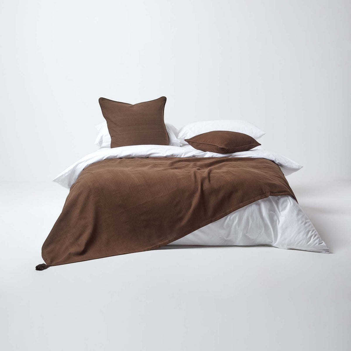 Cotton Rajput Ribbed Cushion Cover | 60cm x 60cm | Chocolate