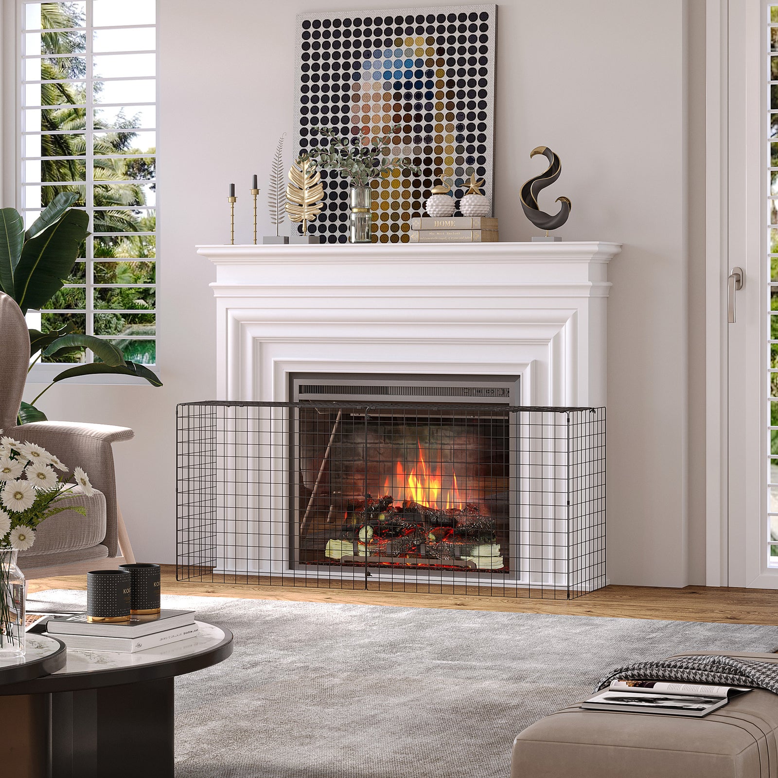Fireguard Fire Safe Guard Extending Fireplace Wire Mesh Screen Cover