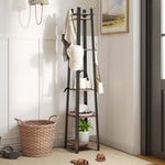 HOMCOM Industrial Coat Stand With 4 Storage Shelves And 8 Hooks