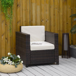 Patio Rattan Wicker Furniture Single Cube Chair Sofa Outdoor | Brown