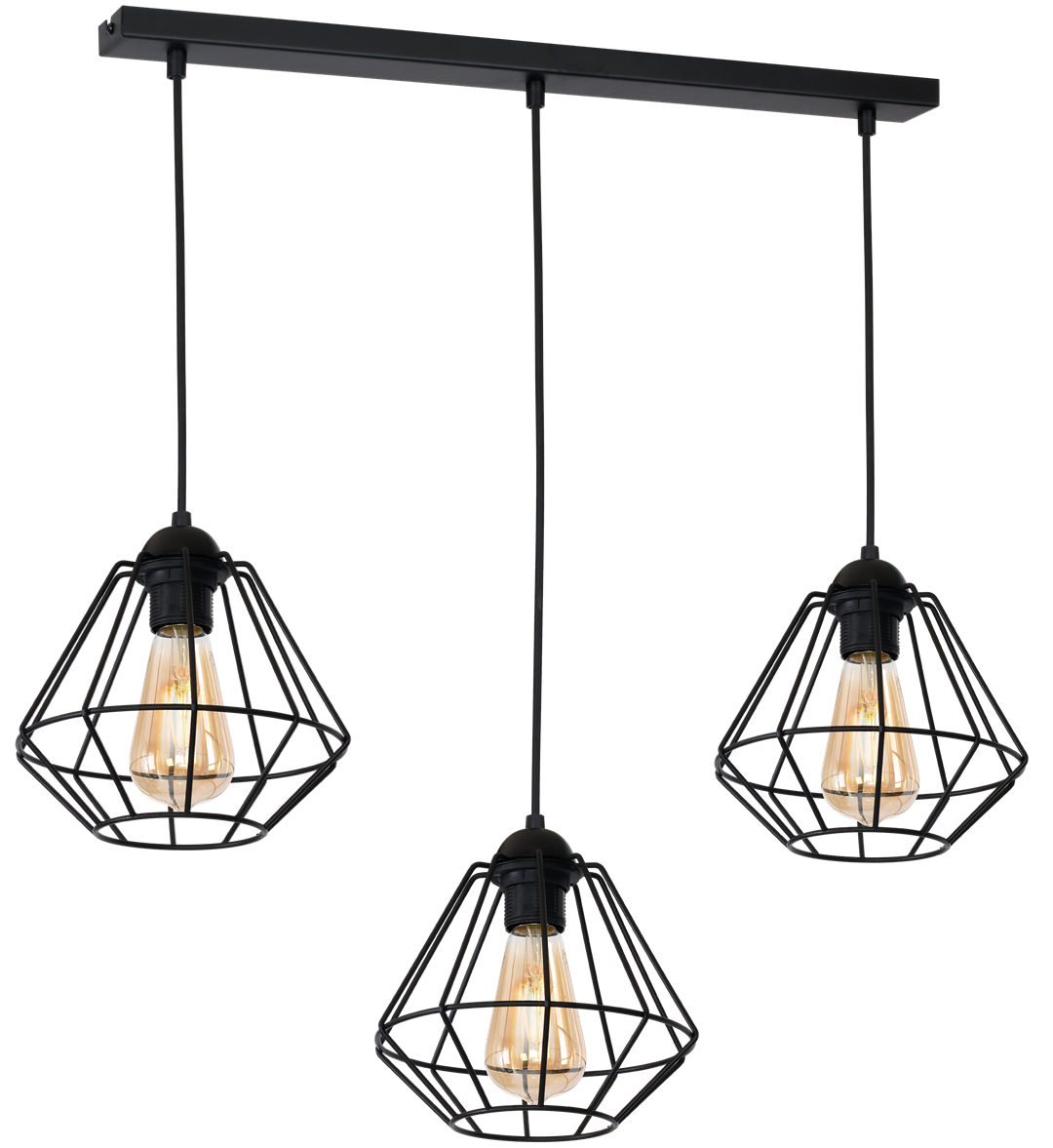 Colin Black Pendant Lamp 3xe27 Hand Made Matt Black Cage Style Lamps Creating Industrial Chic