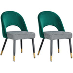 Set Of 2 Dining Chairs Velvet Set Padded Seat Kitchen Chair Home Office | Green & White