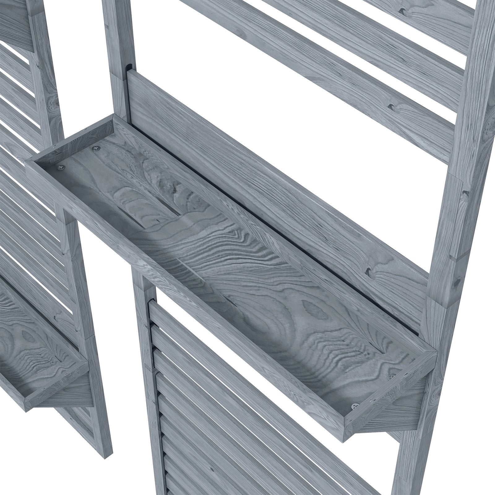 Wall Mounted Plant Stands Set Of 2 With Shelves And Trellis | Gray