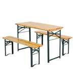 3-piece Outdoor Wooden Foldable Table Benches Set