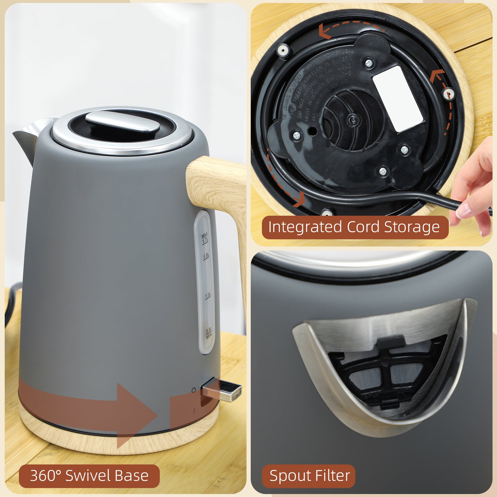 1.7l Electric Fast Boil Kettle And 2 Slice Toaster Set