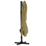 Large Square Patio Parasol With Durable Polyester Canopy, Pa Waterproof Coating, Adjustable Height, 360° Foot Pedal Rotation With Cross Base & Round Base | One Size | Taupe