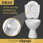 Futura Family Toilet Seat Soft Close White Oval, Bulit In Child Seat, Kids & Toddler Friendly, Quick Release, Top & Bottom Fixings