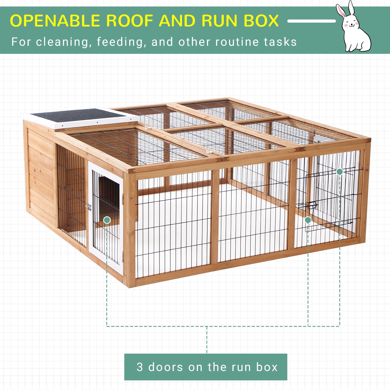 Rabbit Hutch, Guinea Pig House Outdoor Cage W/openable Top | Yellow